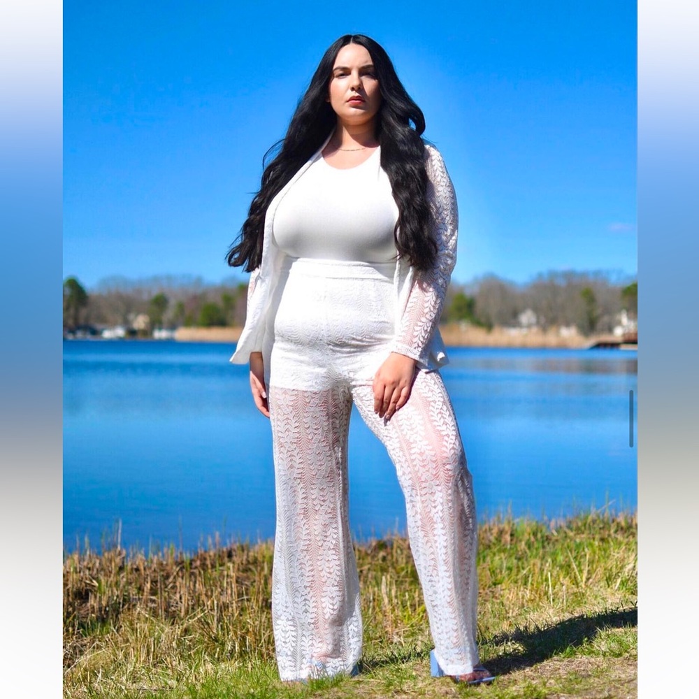 Fashion to Figure FTF set white lace blazer pants size 0 - Picture 4 of 6